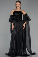 Long Black Chiffon Evening Dress ABU6533