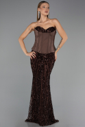 Long Brown Scaly Evening Dress ABU6556