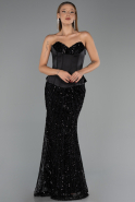 Long Black Scaly Evening Dress ABU6556
