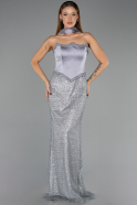 Long Anthracite Beaded Evening Dress ABU6238