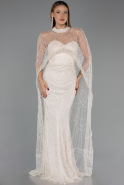 Gold Strapless Shawl Stoned Long Evening Gown ABU4517