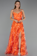 Long Orange Plus Size Prom Dress ABU6558