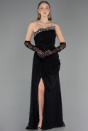 Long Black Dantelle Evening Dress ABU6562