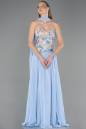 Long Light Blue Chiffon Evening Dress ABU6391