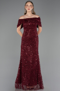 Long Burgundy Dantelle Prom Gown ABU6119