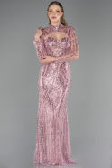 Long Powder Color Beaded Evening Dress ABU6564