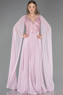 Long Powder Color Chiffon Evening Dress ABU6566