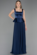 Long Navy Blue Chiffon Evening Dress ABU6568