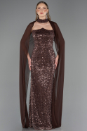 Long Brown Beaded Evening Dress ABU6569