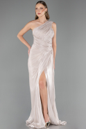 Long Beige Chiffon Prom Gown ABU6622