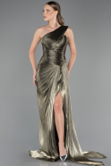 Long Olive Drab Chiffon Plus Size Evening Dress ABU6631