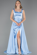 Long Light Blue Satin Prom Gown ABU6572