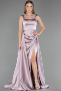 Long Rose Colored Satin Prom Gown ABU6572