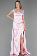 Long Powder Color Satin Prom Gown ABU6572