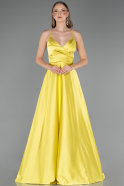 Long Pistachio Green Satin Prom Gown ABU6573