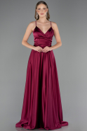 Long Plum Satin Prom Gown ABU6573
