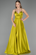Long Oil Green Satin Prom Gown ABU6573