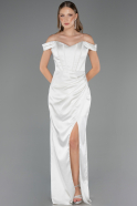 Long White Satin Mermaid Prom Dress ABU6574