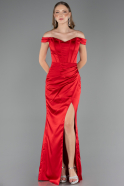 Long Red Satin Mermaid Prom Dress ABU6574