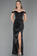 Long Black Satin Mermaid Prom Dress ABU6574