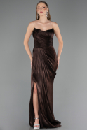Long Brown Chiffon Prom Gown ABU6580