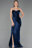 Long Navy Blue Chiffon Prom Gown ABU6580