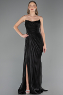 Long Black Chiffon Prom Gown ABU6580