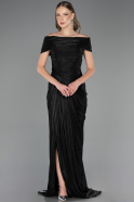 Long Black Chiffon Plus Size Evening Gown ABU6604