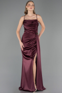 Long Cherry Colored Satin Prom Gown ABU6584