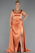 Long Orange Satin Plus Size Evening Dress ABU6576