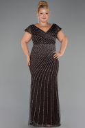Long Brown Stony Plus Size Evening Dress ABU5439