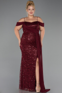 Long Burgundy Scaly Plus Size Evening Gown ABU6134