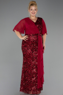 Long Burgundy Scaly Formal Plus Size Dress ABU6373
