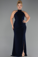 Long Navy Blue Plus Size Evening Dress ABU6539
