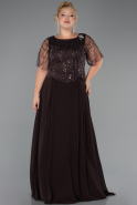 Long Brown Chiffon Formal Plus Size Dress ABU6585