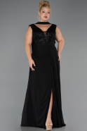 Long Black Chiffon Plus Size Evening Dress ABU6557