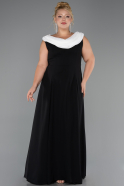 Long Black-White Chiffon Formal Plus Size Dress ABU6587