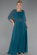 Long Oil Green Chiffon Formal Plus Size Dress ABU6529