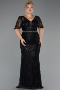 Long Black Beaded Formal Plus Size Dress ABU6583
