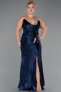 Long Navy Blue Chiffon Oversized Evening Dress ABU6561