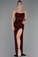 Long Burgundy Scaly Prom Gown ABU6218