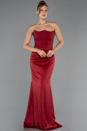 Long Burgundy Satin Prom Gown ABU6624