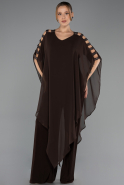 Brown Chiffon Formal Plus Size Dress ABT080