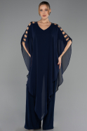 Navy Blue Chiffon Formal Plus Size Dress ABT080