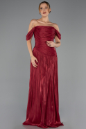 Long Burgundy Chiffon Prom Gown ABU6602