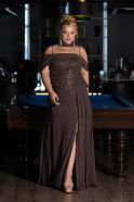 Long Brown Chiffon Plus Size Evening Dress ABU6274