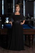 Long Black Chiffon Formal Plus Size Dress ABU6529