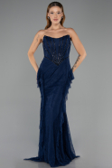 Long Navy Blue Dantelle Mermaid Evening Gown ABU6621