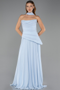 Long Light Blue Chiffon Prom Gown ABU5763