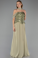 Long Pistachio Green Chiffon Formal Plus Size Dress ABU6535